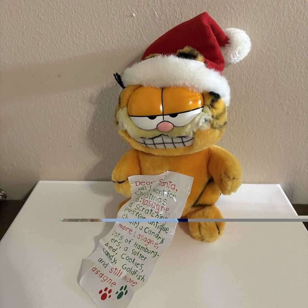 Garfield United Feature Syndicate Vintage 1981 Christmas List Plush Stuffed Toy
